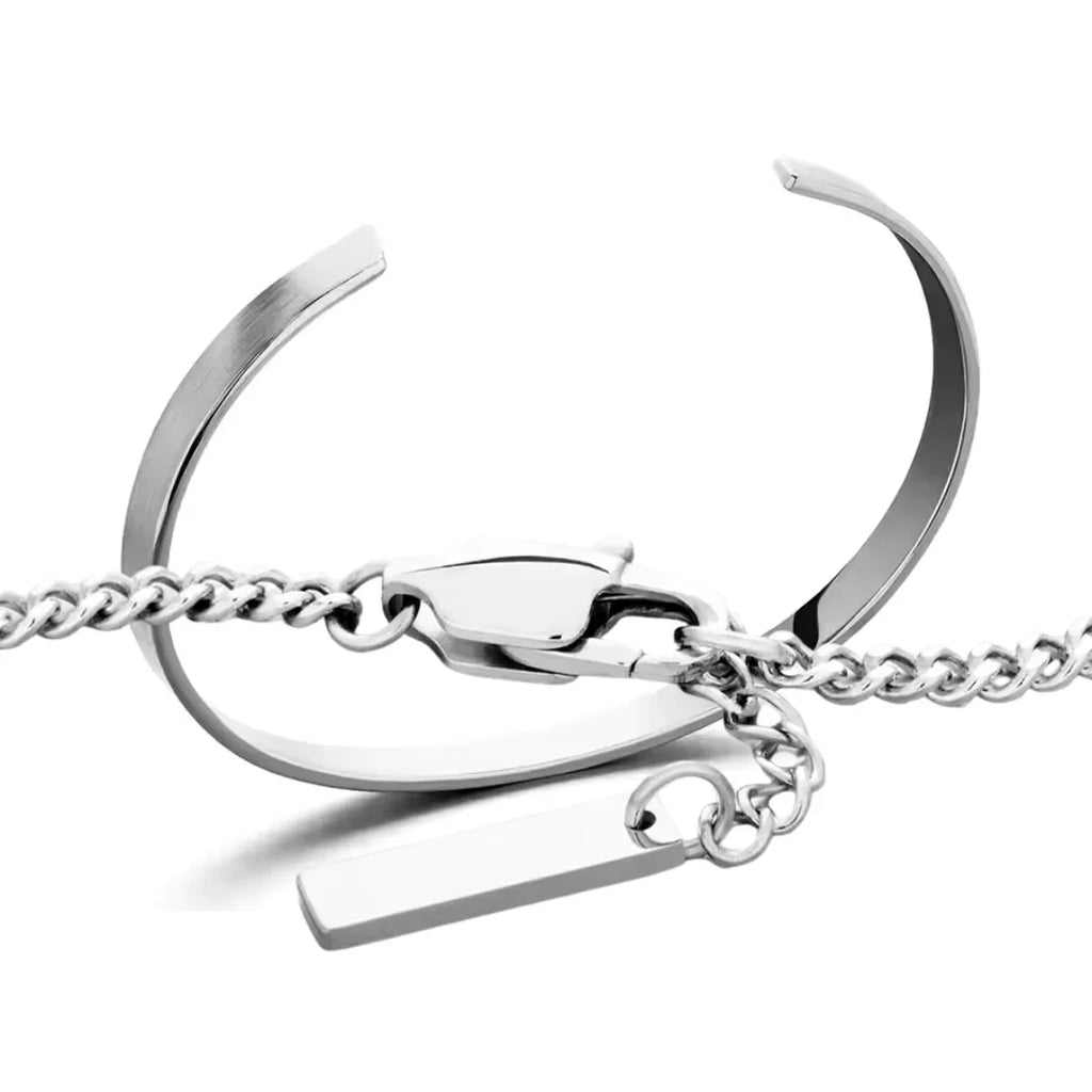 Double Bracelet Men's - Menfors - 200000639:96720CM;200000783:350853White Gold;200001034:6145EMBR005