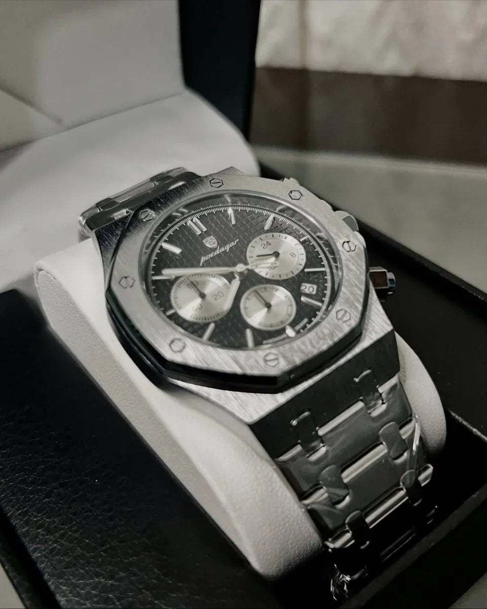 Poedagar Kingly OAK Watch - Menfors - 14:100005979926 Silver Black SL